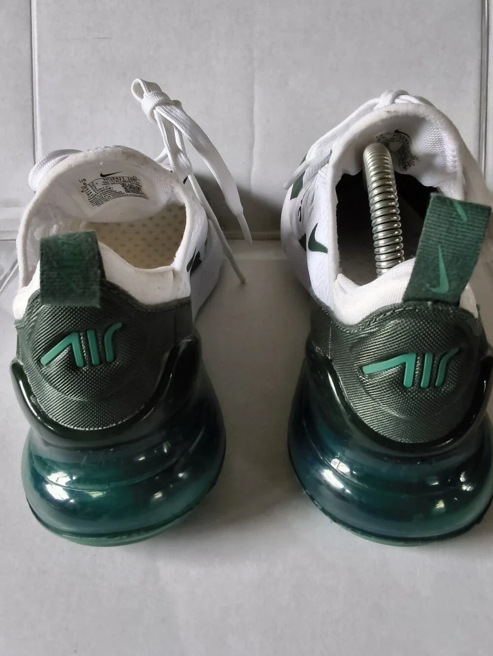 Nike Air Max 270 Women's Running Shoes White/Green, Size 6, Vintage Bicoastal